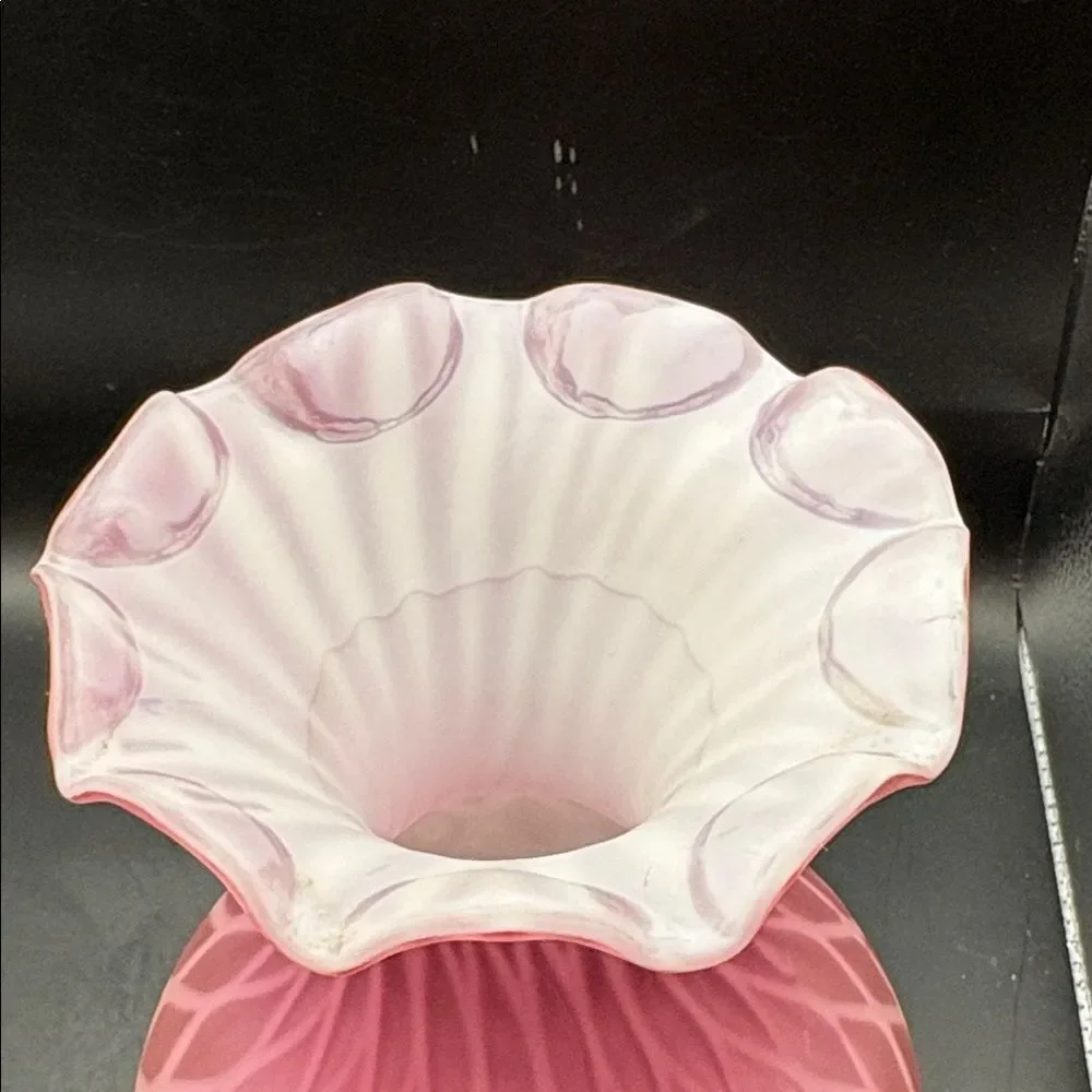 Antique Victorian Mother of Pearl Satin Cased Art Glass Vase